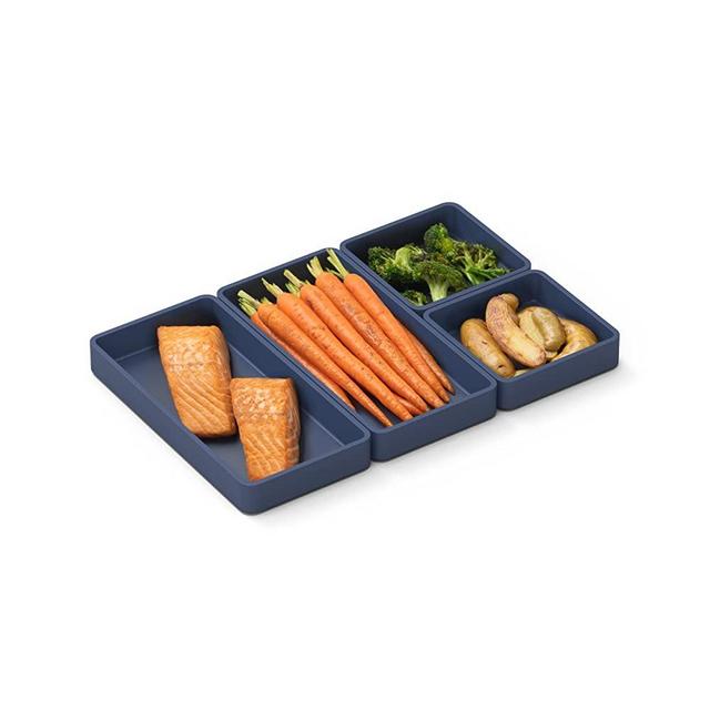 Cheat Sheets, The Original Modular Sheet Pan Dividers, Premium Bakeware, Non Stick Silicone, Sheet Pan Cooking Reimagined (4 Dividers, Navy Blue)