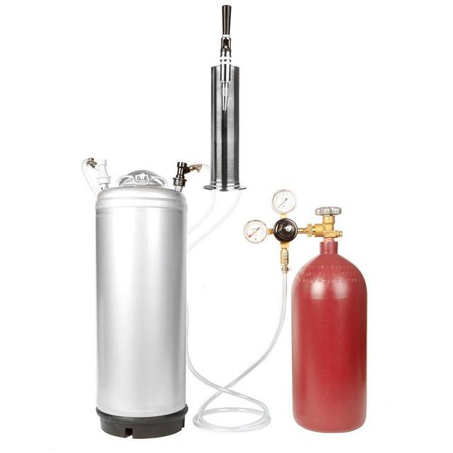 Nitro Coffee Cold Brew Coffee Keg Kit - 5 Gallon Keg, 40 cu ft Nitrogen Tank, Tap, All Accessories