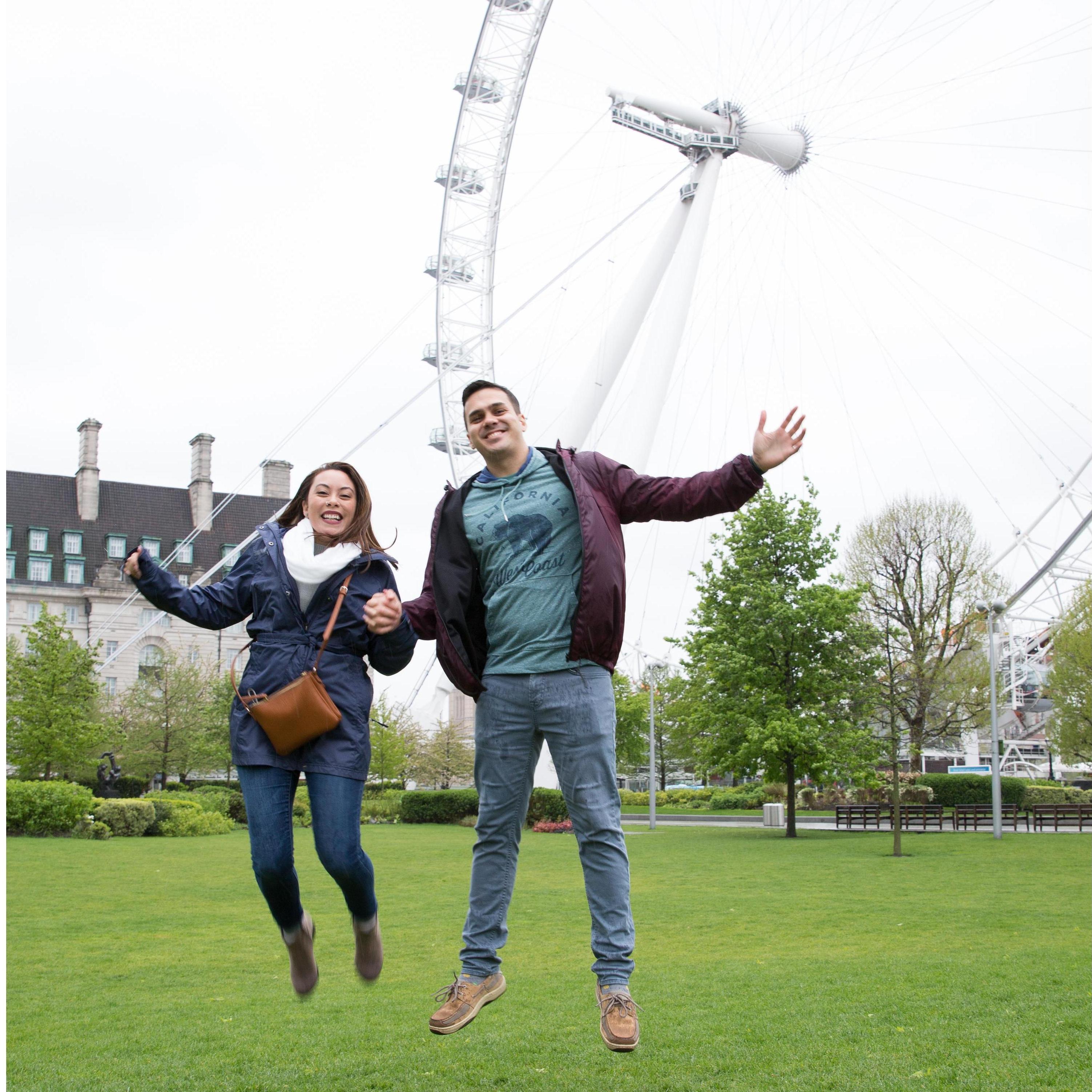 One of the decoy jumping shots in front of the London Eye.