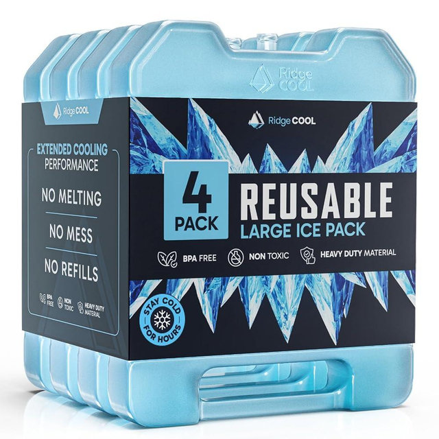 Reusable Extra Large Ice Packs for Cooler, Long Lasting Freezer Packs for Camping, Beach, and Road Trips, Cooler Ice Packs BPA-Free Non-Toxic, 8" x 6.7"