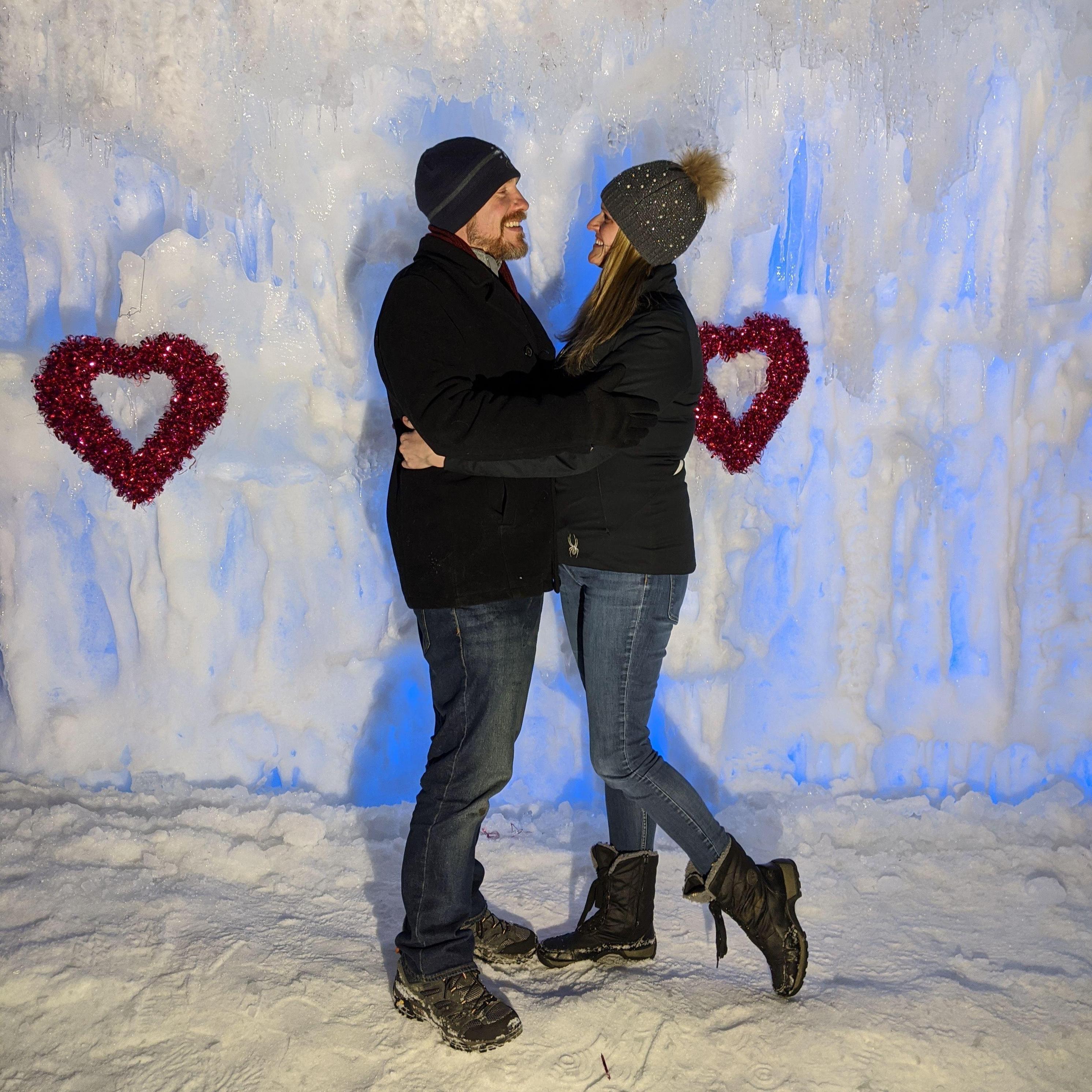 At the Dillon Ice Castle for our first Valentine's Day