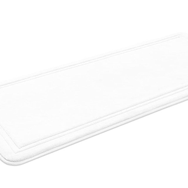ITSOFT Memory Foam Bath Mat Non Slip Absorbent Super Cozy Velvet Bathroom Rug Carpet, Machine Washable, 59 x 23 Inches White