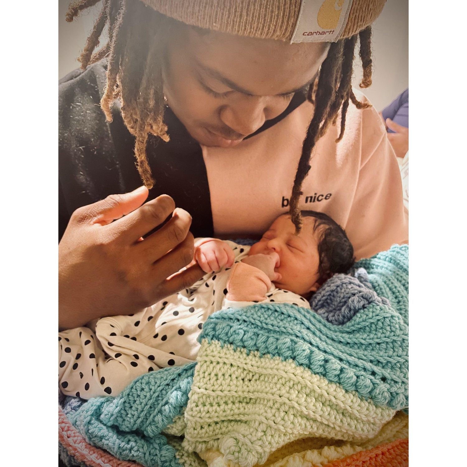 Meeting our sweet Godbaby/baby sis for the first time together