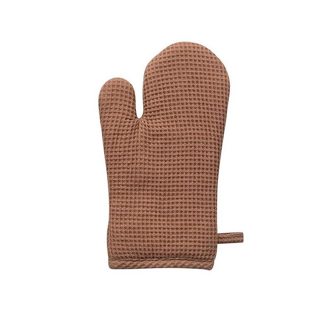 Creative Co-Op Woven Linen and Cotton Waffle Pad, Terra-Cotta Color Hot Mitt, Terracotta