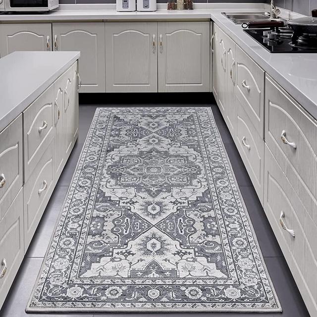 MaxRugrs Machine Washable Area Rugs Runner for Hallways Rubber Backing - Non Skid - Bedroom Kitchen Living & Laundry Room Carpet - Vintage Floor Mat Family & Pet Friendly 2'6"x6'