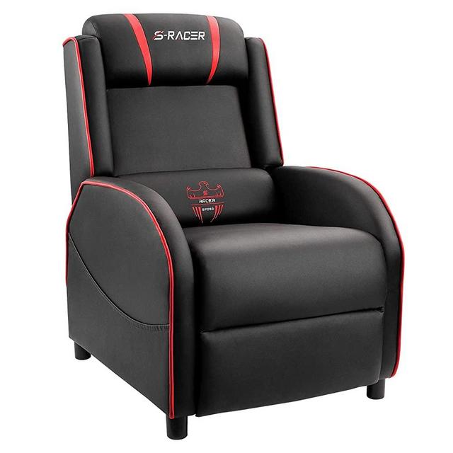 Homall Gaming Recliner Chair Single Living Room Sofa Recliner PU Leather Recliner Seat Home Theater Seating (Red)