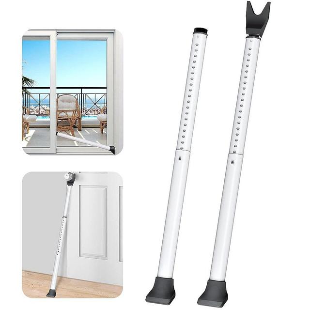 AceMining Upgraded Door Security Bar & Sliding Patio Door Security Bar, Heavy Duty Security Door Stoppers Adjustable Door Jammer Security Bar for Home, Apartment, Travel (2 Pack,White)
