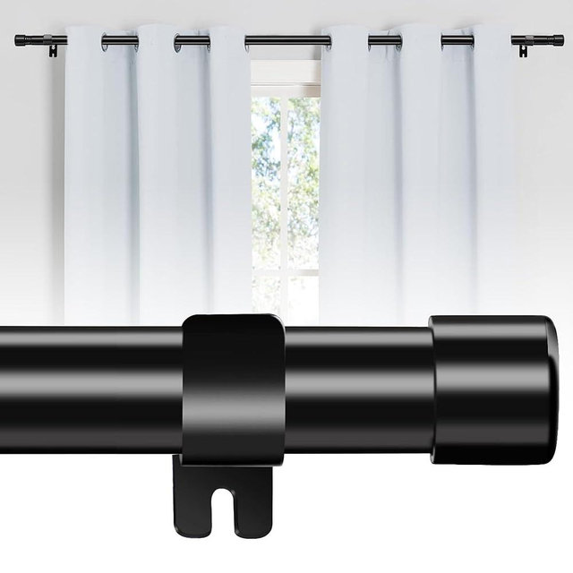 SOUMNS Curtain Rods - 30 to 78 Inch Adjustable Curtain Rod - Heavy Duty 1 Inch Black Curtain Rod Set - Drapery Rods with Brackets for Living Room, Bedroom, Kitchen, Bathroom