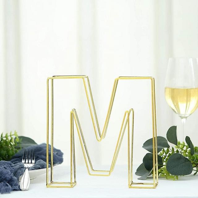 Efavormart 8" Tall Gold Wedding Centerpiece 3D Wire Letter Decoration for Wedding Party Decoration DIY Decoration Supplies - M