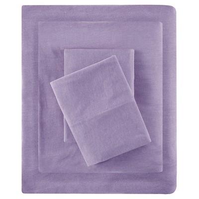 Queen Cotton Blend Jersey Knit All Season Sheet Set Purple