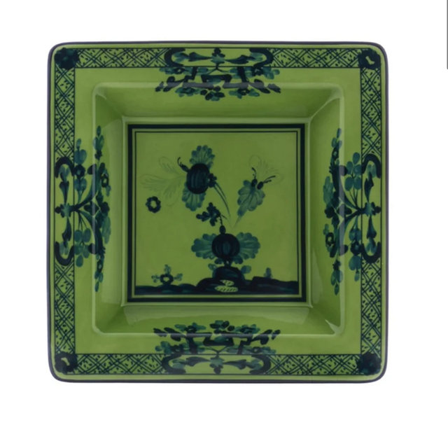 Oriente Italiano Large Squared Vide Poche in Malachite