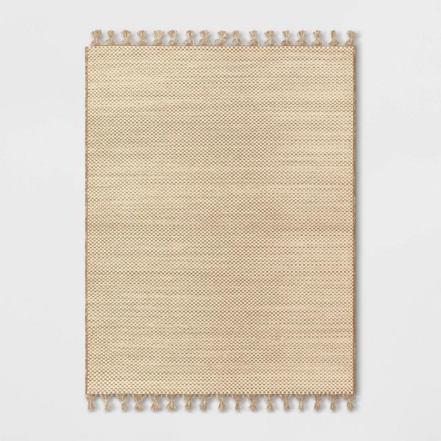 5' x 7' Powerloom Woven Tapestry with Fringe Outdoor Rug Neutral - Threshold™ designed with Studio McGee