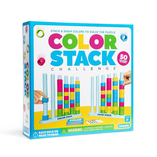 Color Stack Challenge by Relatable – Easter Basket Stuffers for Kids, A Fast-Paced Color Matching Puzzle Game for Fun Easter Family Game Night, Includes 2 Stack Racks, 50 Challenge Cards, & 80 Rings