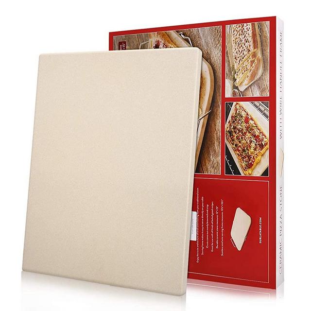 Pizza Stone, 15"x12" Premium Pizza Stone with Free Pizza Scraper for Baking Pizza in Oven, BBQ and Grill, Resistant Durable and Safe Baking Stones, 15x12 Inch Rectangular Pizza Stone