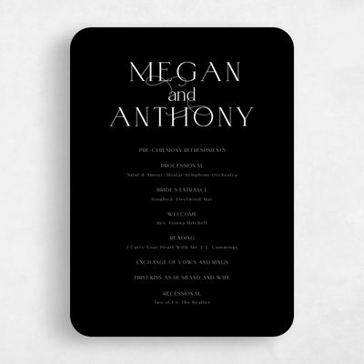 Black Rounded Wedding Program - Hodgson