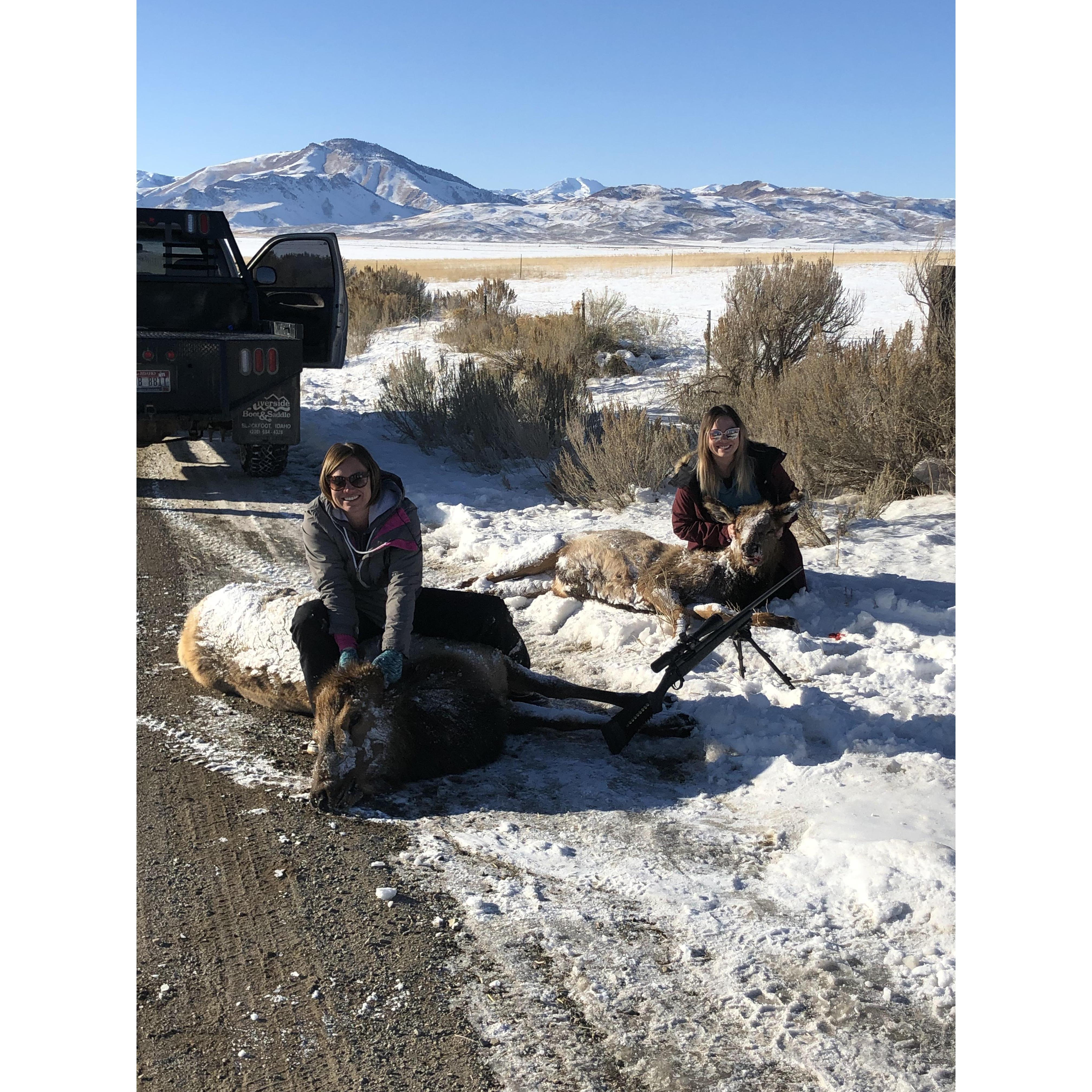 Branden took my sister and I hunting and we both killed our first elk!