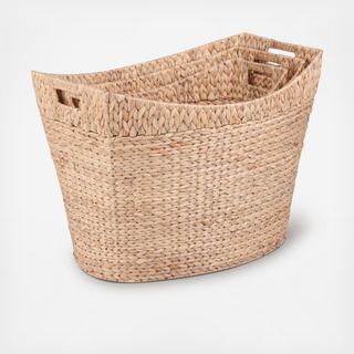 Tall 3-Piece Water Hyacinth Basket Set