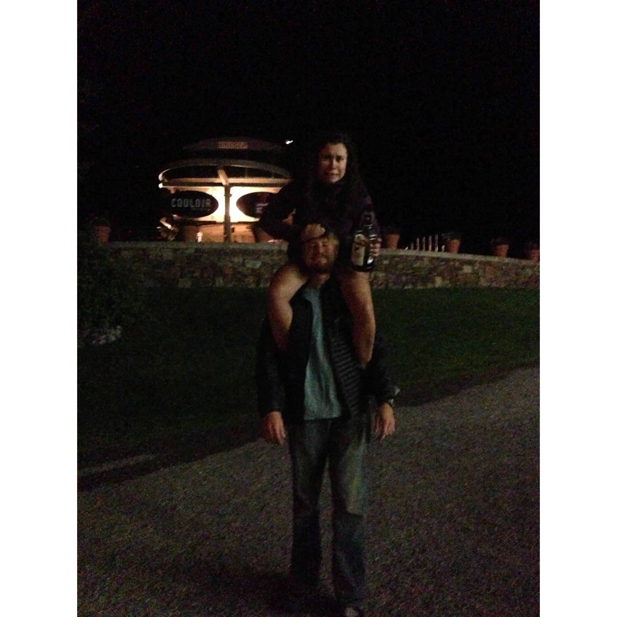 Our first photo together (with Allen, so sweet) following a harrowing shoulder-ride down the side of a mountain.