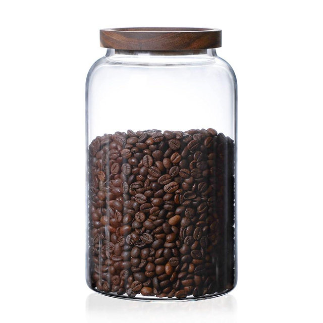 MOLFUJ 2500ML 83FL Oz Glass Storage Container with Wood Lid Large Decorative Organizer Bottle Canister Pantry Jar with Air Tight Wooden Lid for Food Coffee Candy Cereal Rice Flour Pop Spaghetti