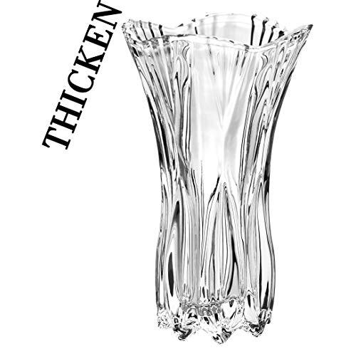 Slymeay YISHENGRONG Flower Vase Large Size Phoenix Tail Shape Thickened Crystal Glass for Home Decor, Wedding or Gift - 10" High x5 Wide,with Color Box
