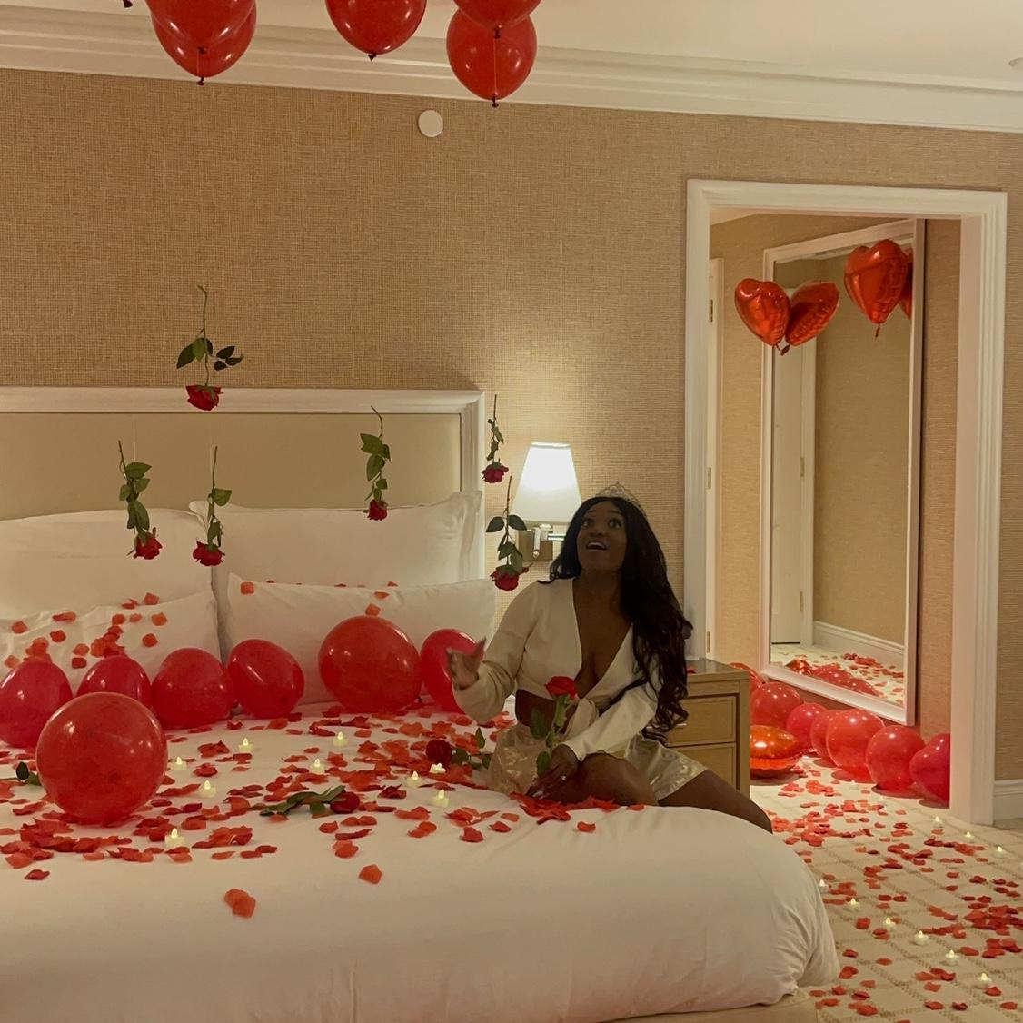 For my birthday after the spa he surprised me with this decorated room at Encore!