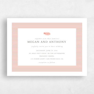 Tawny Peach, Orange Wedding Invitation - Maldives Landscape