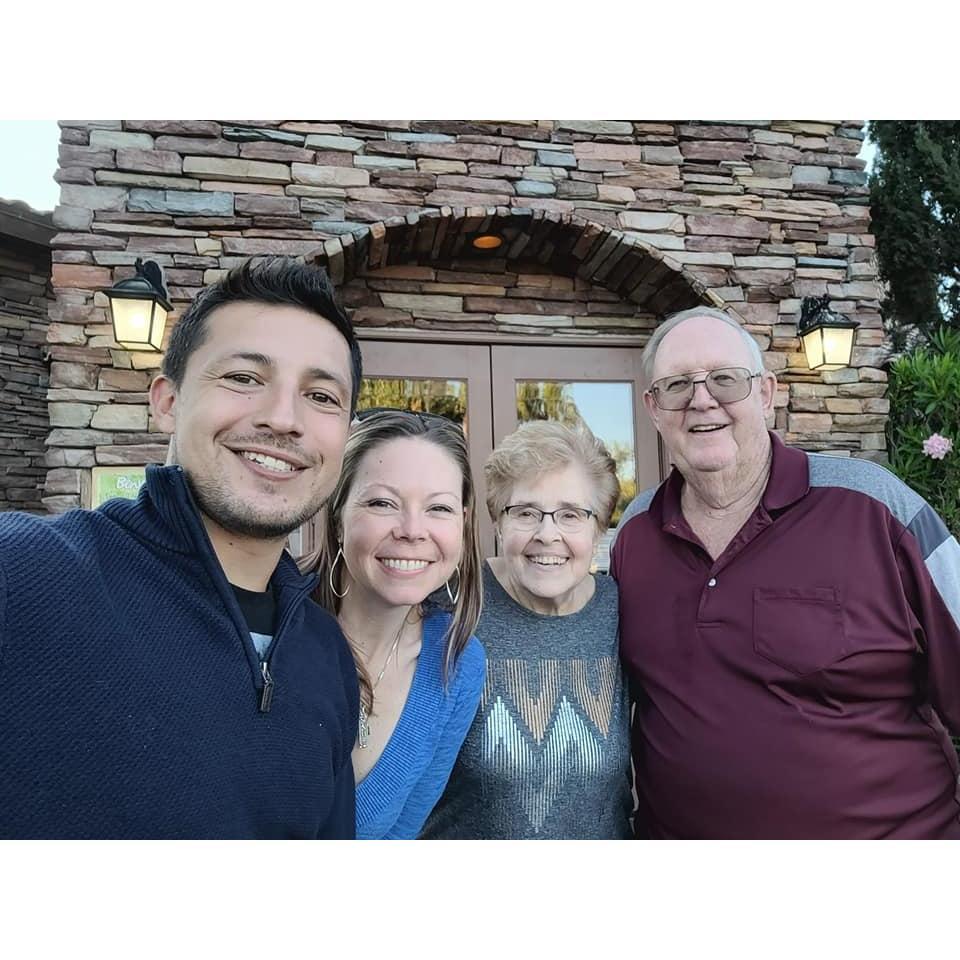 Chris, Amy, Pat & Tom (Amy's parents) at the greatest Italian restaurant in the world in Las Vegas!