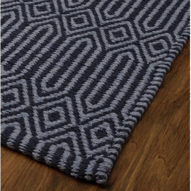 Geometric Blue Eco-Cotton Kitchen Rug