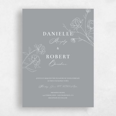 Pewter Gray, Grey Wedding Invitation - Ingrid Portrait