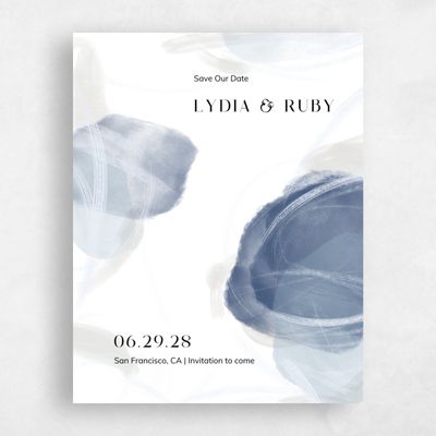 Grayed Cobalt, Blue Wedding Save the Date - Staton Portrait