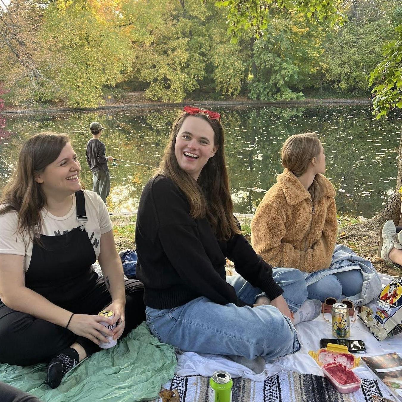 Picnicking with friends for Quinn's 28th birthday