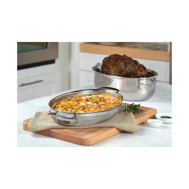 Viking Metal Induction-Safe 8.5-Qt. Oval 3-in-1 Roaster with Lid & Rack