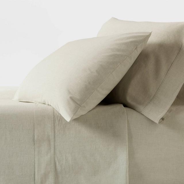 King 250 Thread Count Organic Percale Sheet Set Green Chambray - Threshold™