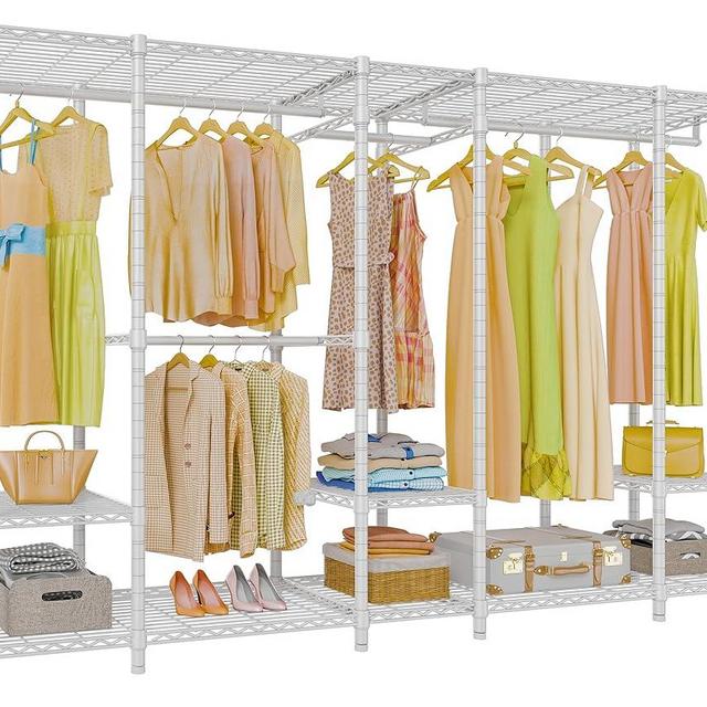 VIPEK V50 Extra Large Portable Closet Rack Bedroom Armoire Freestanding Wardrobe Closet, Heavy Duty Multi-Functional Metal Clothing Rack for Hanging Clothes, Max Load 1300lbs, White