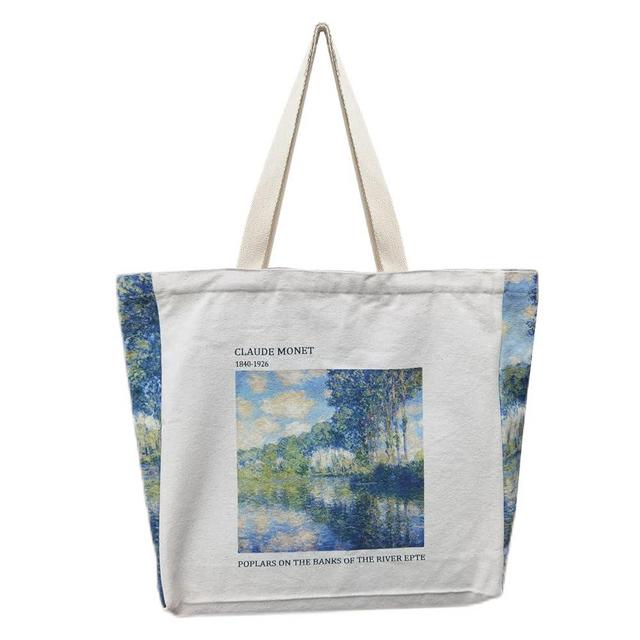 BROADREAM Canvas Tote Bag Aesthetic Shoulder Bag with Zippers and Interior Pocket