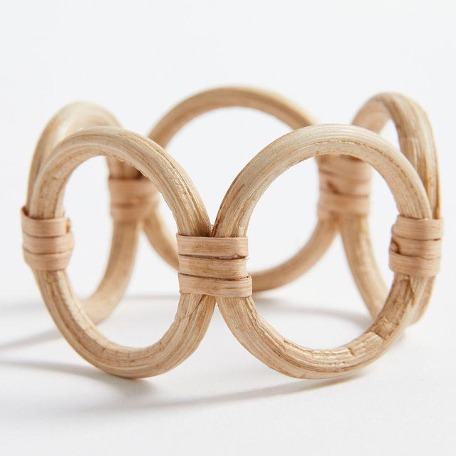 Monique Lhuillier Antibes Handwoven Wicker Napkin Rings, Set of 4