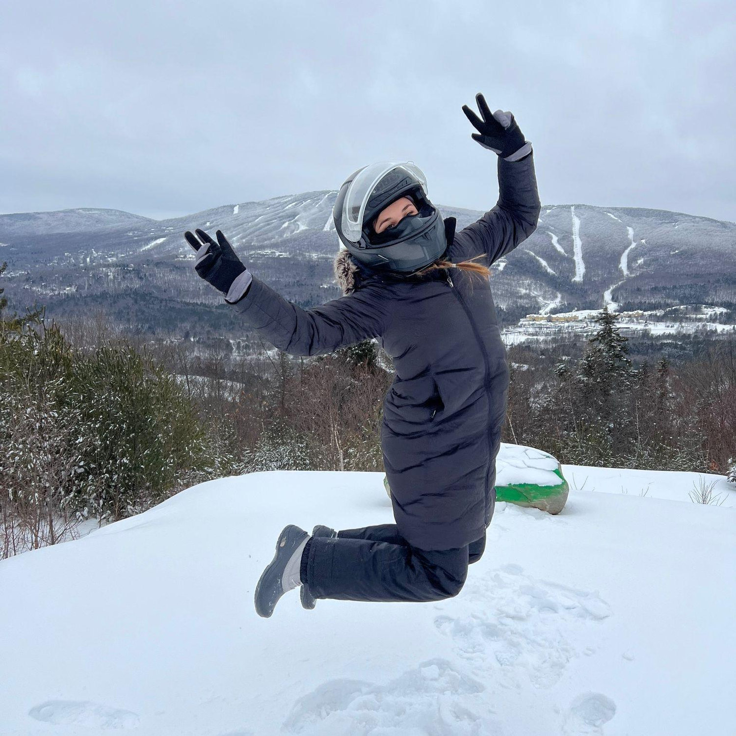 Amanda's 1st time snowmobiling in Vermont