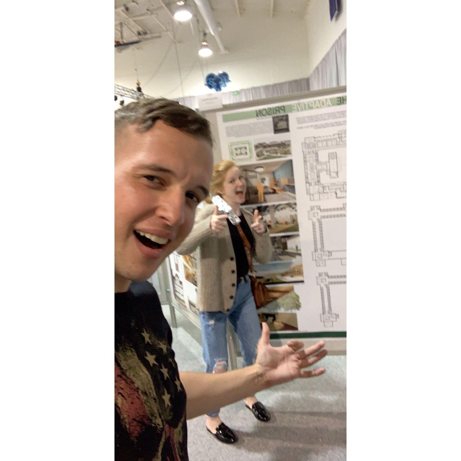Joe and Hannah with her Interior Design thesis project - May 2019