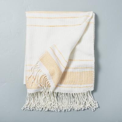 Multistripe Fringe Throw Blanket Yellow/Sour Cream - Hearth & Hand™ with Magnolia