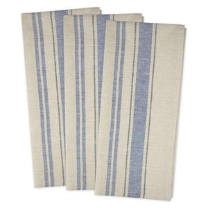 DII 100% Cotton, Oversized, Monogrammable, Everyday Kitchen Basic, Farmhouse, Country, French Stripe Dishtowel Flour Sack, 20 x 30" pre shrunk, Set of 3- Nuatical Blue