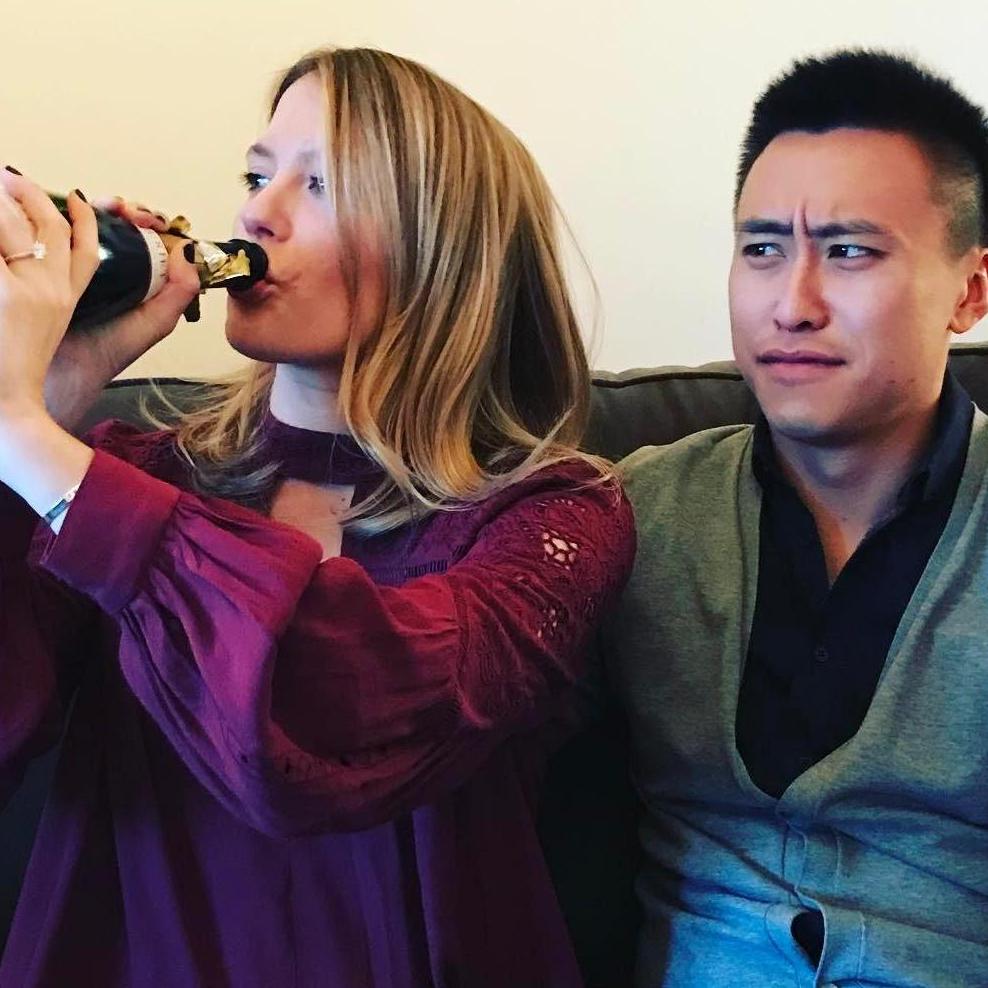 January 15, 2017 - Kelsey decides to celebrate the engagement by promptly guzzling the complimentary bottle of champagne