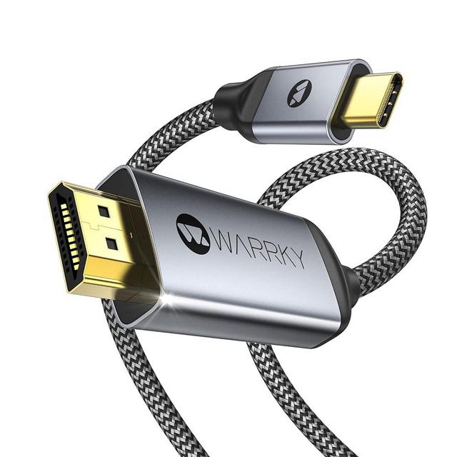 WARRKY USB C to HDMI Cable 4K |Anti-Interference Gold-Plated Plugs| Aluminum Type-C to HDMI Cord - Thunderbolt 3 & 4 Compatible for iPhone 15 Series, MacBook, iMac, iPad Pro, Galaxy, Surface, Dell, HP