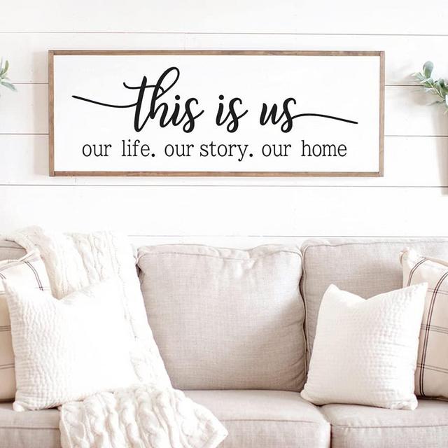 This is Us Our Story Our Life Our Home - Family Wall Decals Love Quote for Living Room Bedroom Viny Art Stickers Picture Frame Decor