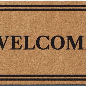 Barnyard Designs Natural Coco Coir Heavy Duty Backing Doormat - Large Cute Non-Slip Front Door Welcome Mat for Outside Entrance or Porch Entry, Brown (17x30, Welcome)