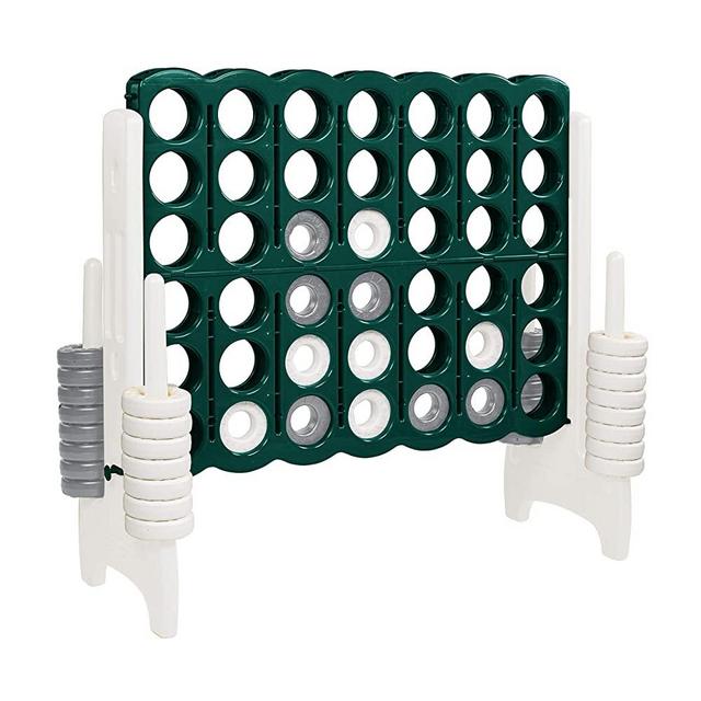 ECR4Kids Jumbo 4-to-Score Giant Game Set - Oversized 4-in-A-Row - Indoor/Outdoor and Tailgating for Gameday Fun - Sports Team Colors for Fans - Green and White