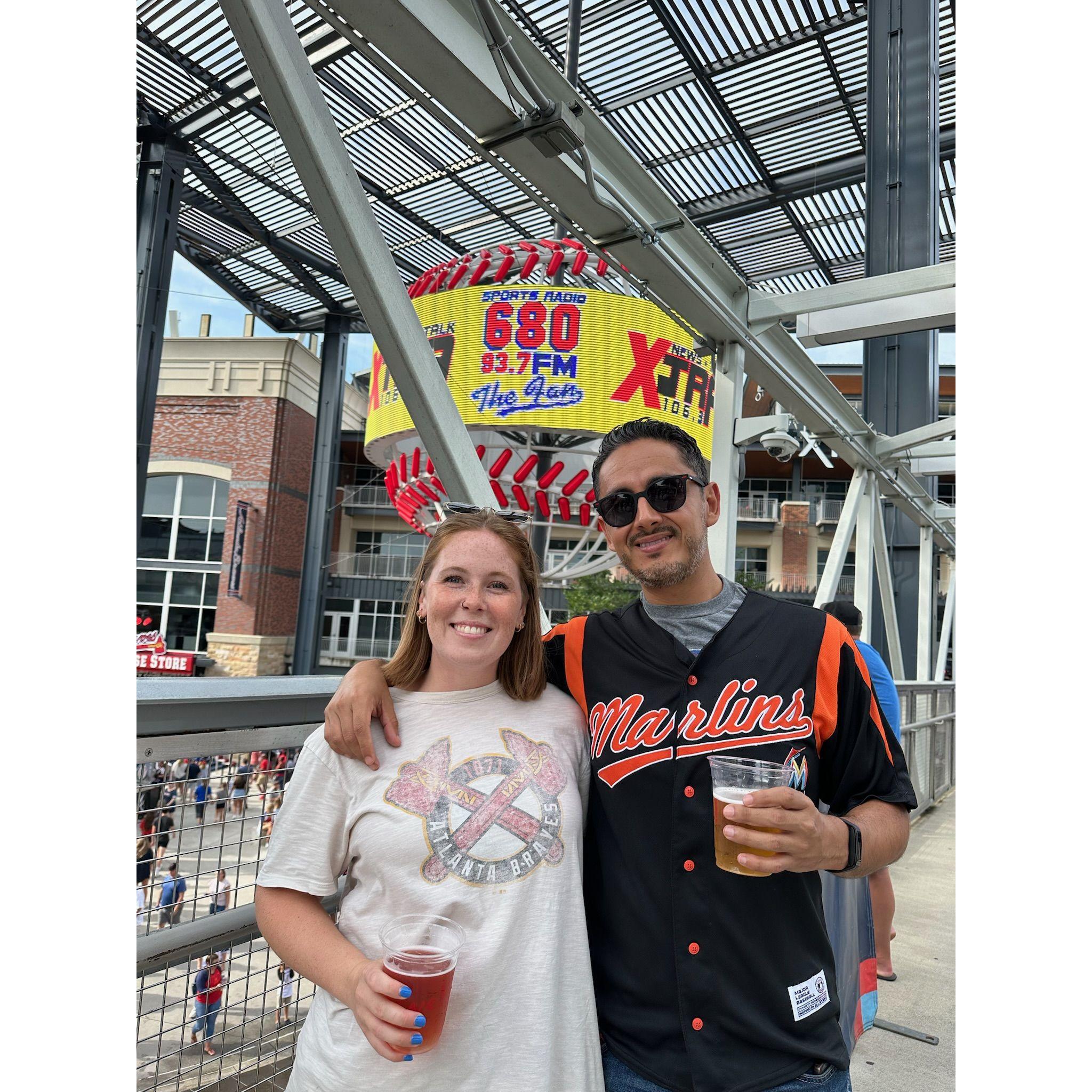 Braves vs. Marlins game in ATL: let's just say Esteban wasn't smiling very long..