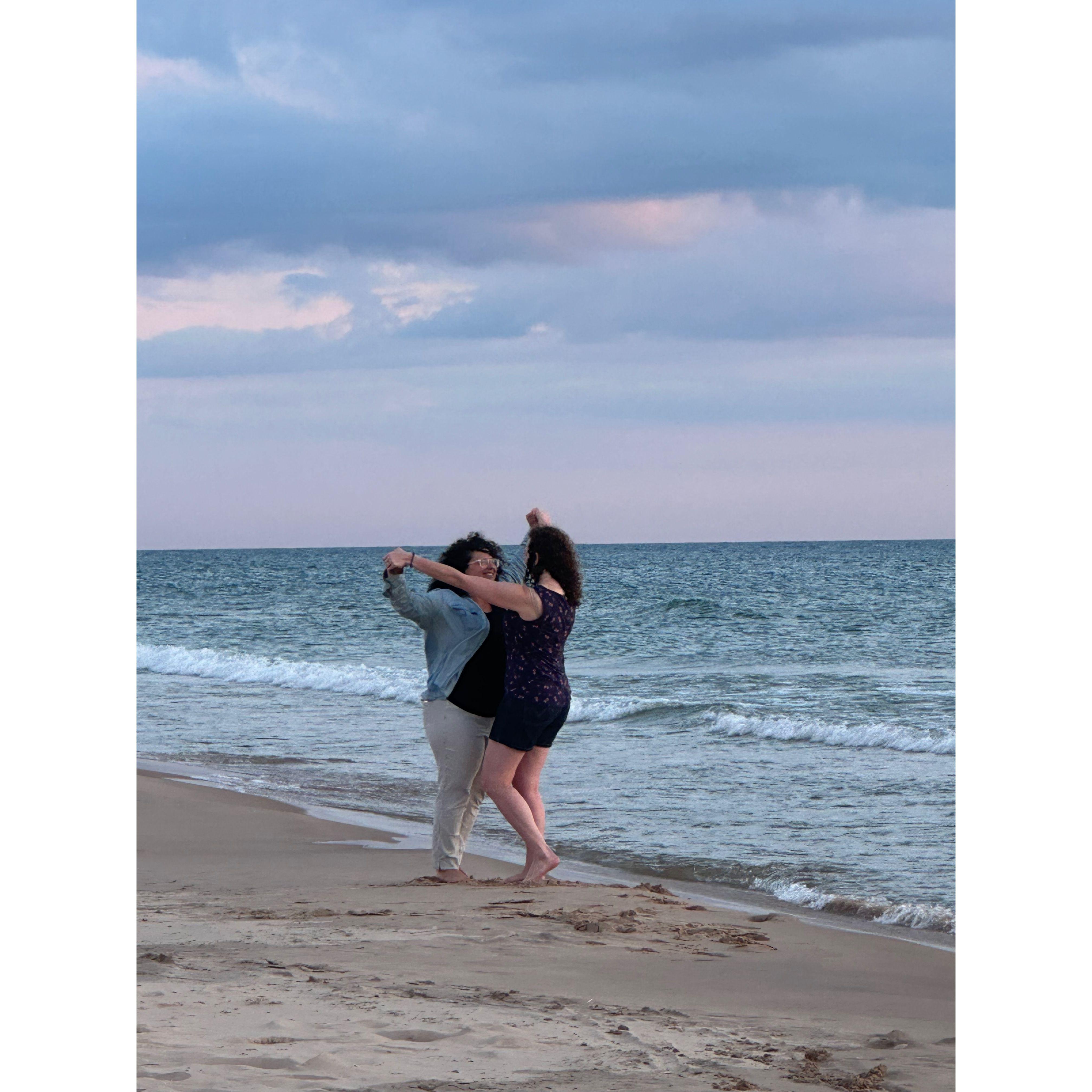 After we both proposed to each other on Lake Michigan