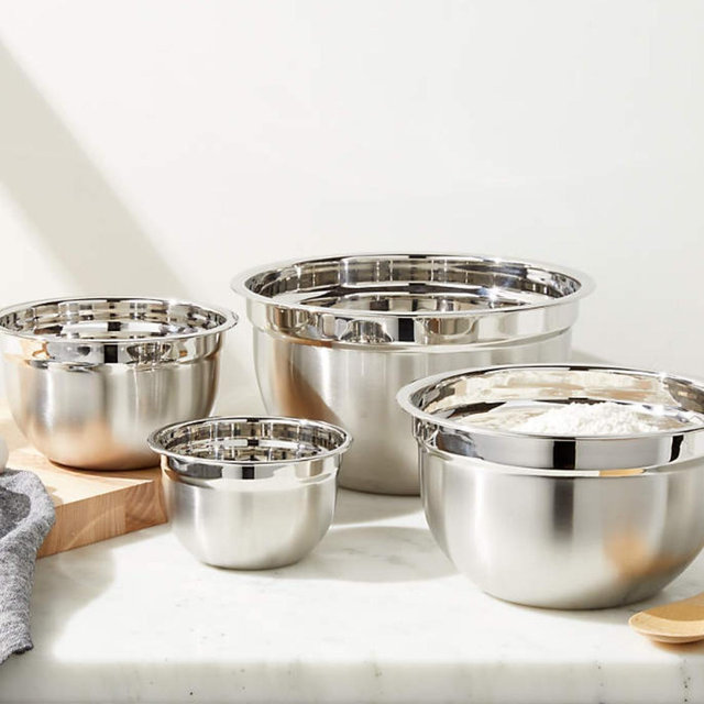 Crate and Barrel 4-Piece Stainless Steel Bowls