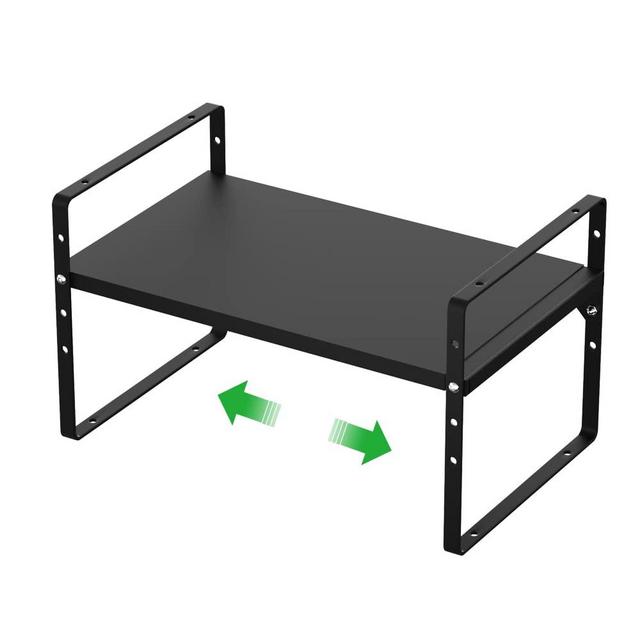 WEJIPP Expandable Cabinet Shelf Counter Shelf Stackable Shelf Spice Rack in Cabinet Shelf for Kitchen Cupboard Pantry Countertop Bathroom,10.24" W,Black