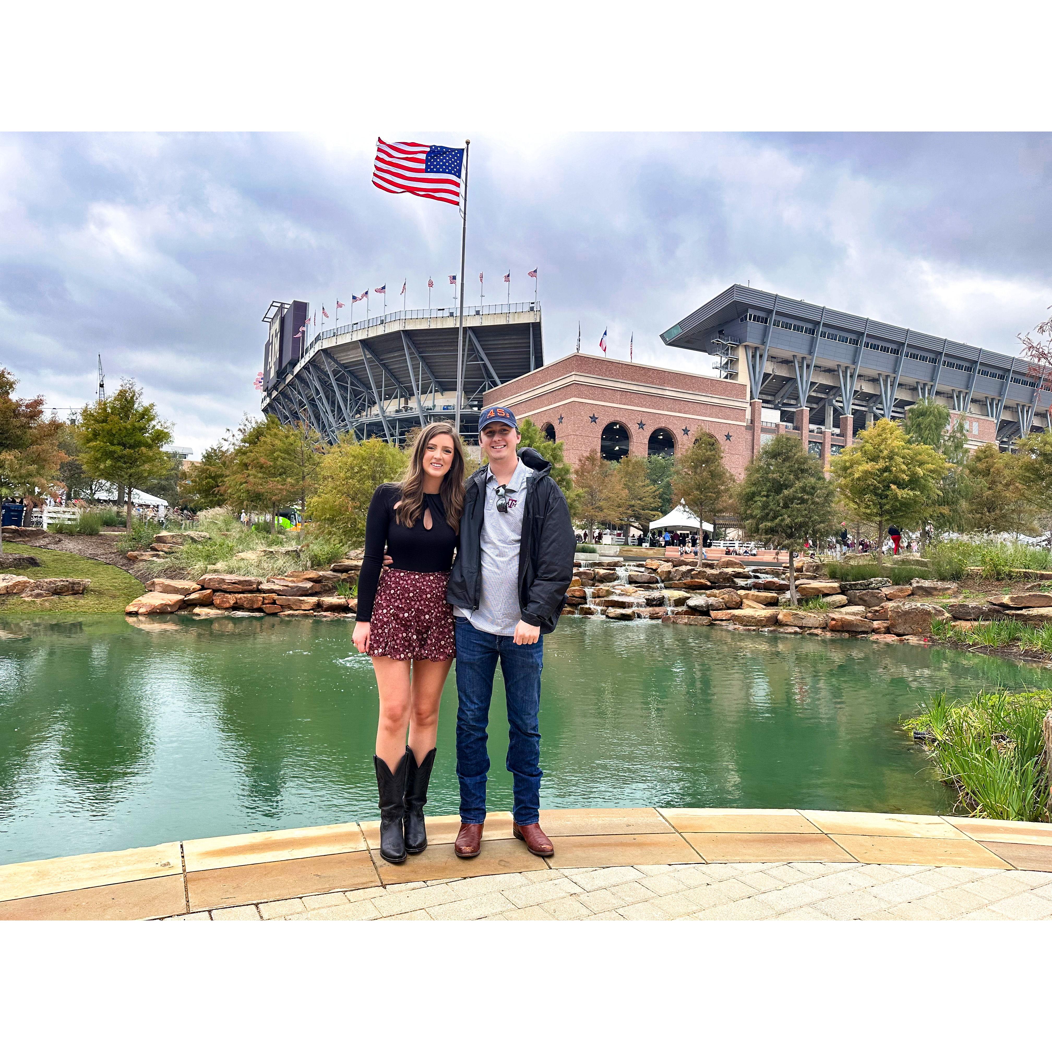 Embracing our favorite rivalry ;) Our first Texas A&M game together!